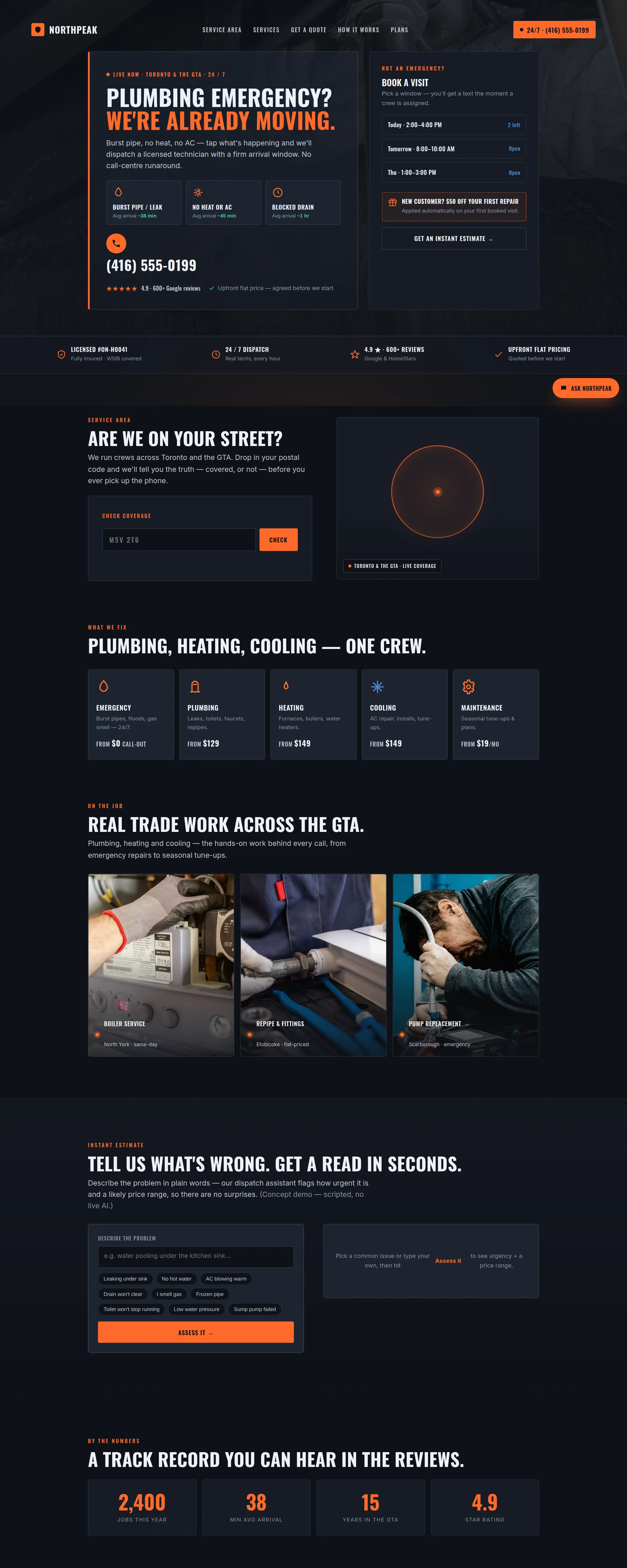NorthPeak Plumbing & Heating — Trades & emergency site concept demo